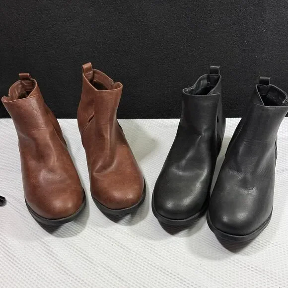 Women's Luoika Black and Brown Ankle Boots Bundle of 2 Pairs Sold Size 12 - Picture 1 of 10